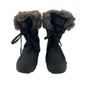 Khombu Black Slope Faux Fur Lace Up Winter Snow Boots Size 10 Women’s